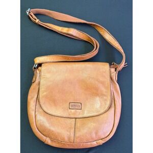 Genicci Tan Leather Crossbody Bag Cognac Saddle Messenger Boho Purse Western